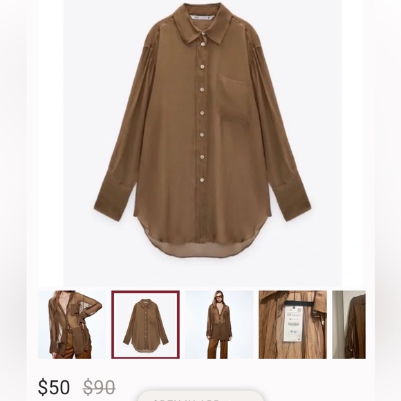 ZARA semi sheer shirt - Picture 2 of 14
